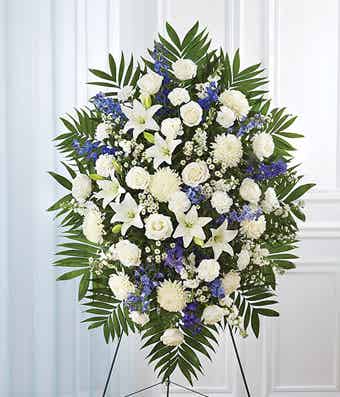 Blue & White Sympathy Standing Spray