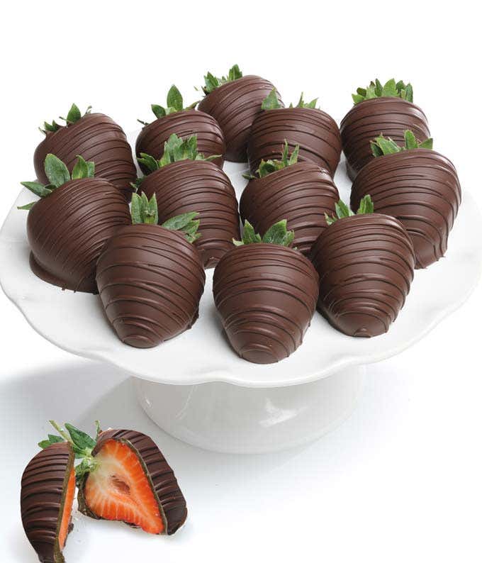 Belgian Dark Chocolate Covered Strawberries - 12 Pieces