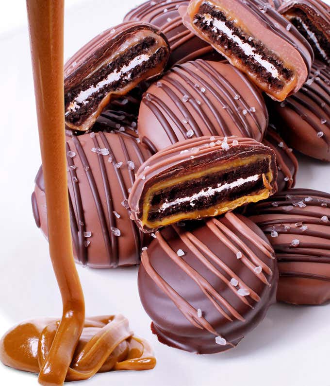 Sea Salt and Caramel Chocolate Covered OREO Cookies - 12 Pieces