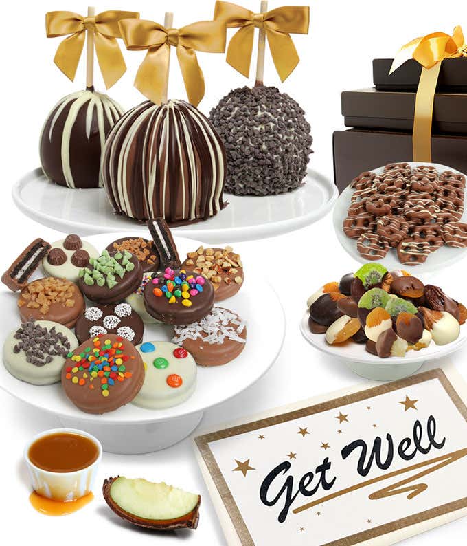 Get Well Belgian Chocolate Covered Fruit Gift Basket