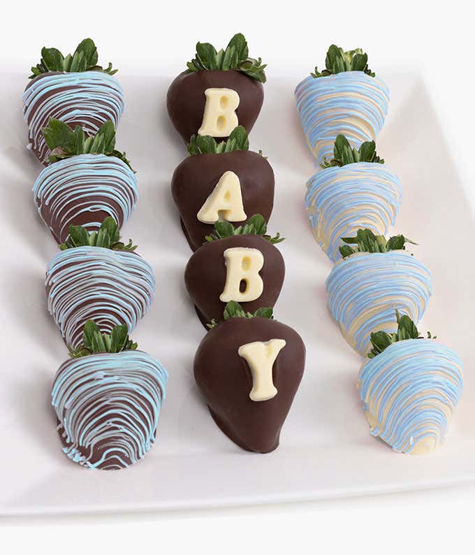 1 Dozen Baby Boy Belgian Chocolate Covered Strawberries