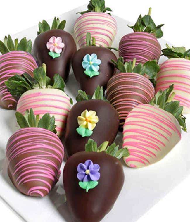 Half Dozen Flower Power Chocolate Covered Strawberries