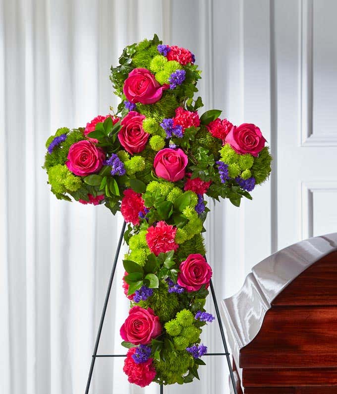 Tribute Rose Floral Cross