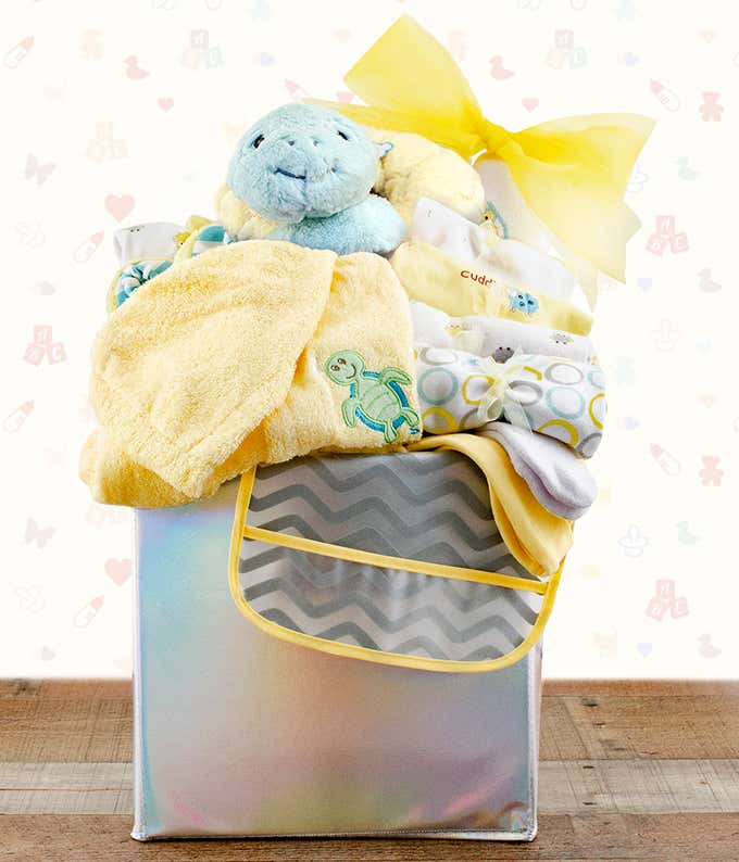 Beautiful Baby Outfits Gift Basket - Yellow