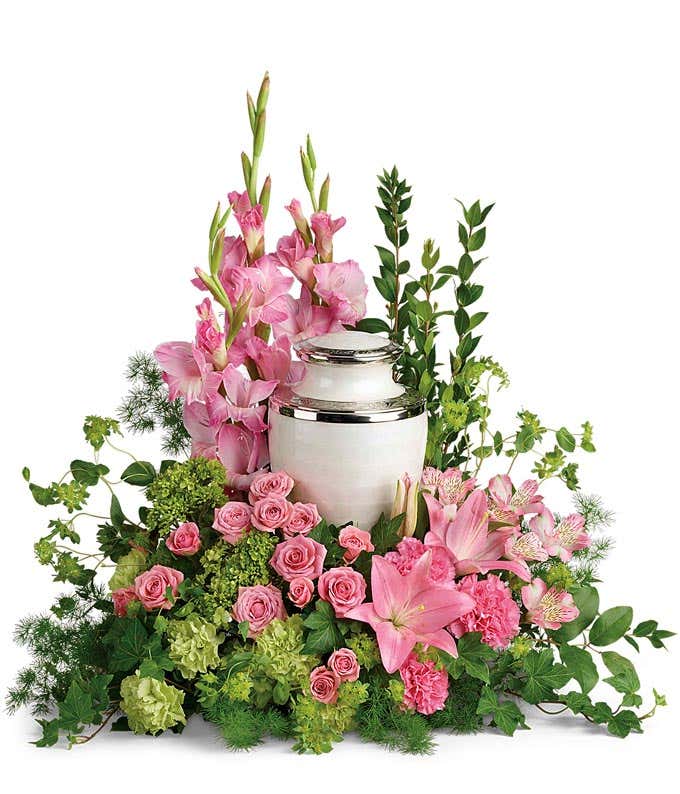 Tranquility in Pink and Green Cremation Tribute